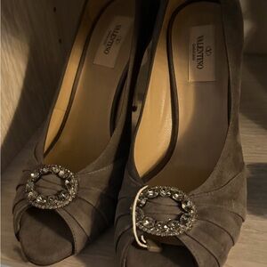 Valentino Women's Taupe Embellished Heels